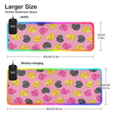 Colorful Ducks Wireless Charging Mouse Pad for Mobile Phone Extra Large Gaming Mousepad with 13 Lighting Modes Keyboard Mat for MacBook PC Laptop Desk Office Home Gaming